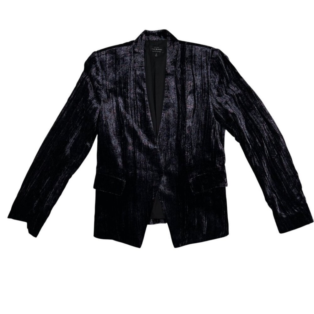 Lucky Brand Velvet Floral Blazer 4 Women Black Formal Party Office